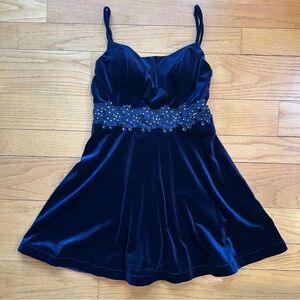 Navy Blue Whimsical Velvet Dress